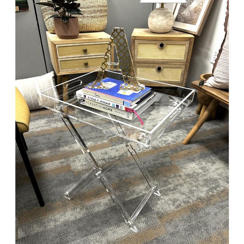 Designstyles Acrylic Folding Table with Silver Rim, Luxurious and Durabale Home Decor, Enhances any Setting, 2 of 7