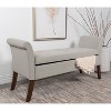 Simple Relax Upholstered Storage Bench with Flared Arms in Beige and Brown - 2 of 4