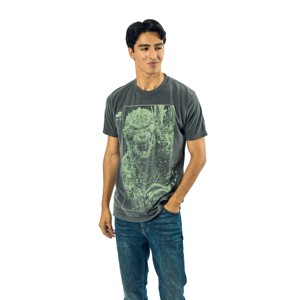 Godzilla Oversized Godzilla & Kanji Crew Neck Short Sleeve Men's Black T-shirt - 1 of 4