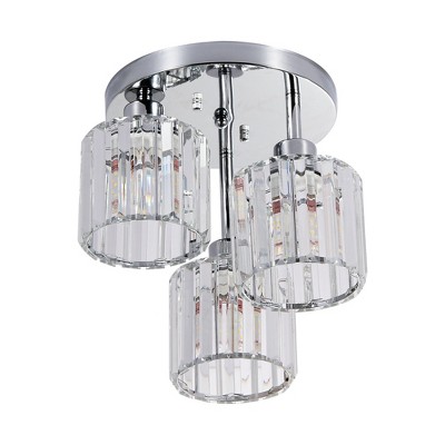 DAKAFUL 3 - Light Modern Crystal Semi - Flush Mount Ceiling Light, Gold Close to Ceiling Chandelier for Living Room,Hallway, Entryway