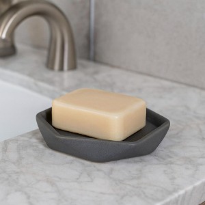 Evideco French Home Goods Geometric Stoneware Soap Dish, Diamond Design with Smooth Finish - Ideal for Kitchen & Bathroom Decor - 1 of 4