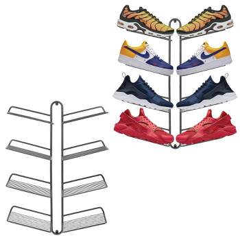 mDesign Metal Shoe Display & Storage Rack, 4 Tier, Wall Mount, 2 Pack