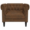 vidaXL Chesterfield Sofa Chair - Brown Fabric Upholstered Settee for Living Room, Solid Wood Legs, 30.9" x 29.3" x 29.3" - 3 of 4