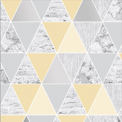 Reflections Lemon Yellow and Grey Geometric Paste the Wall Wallpaper