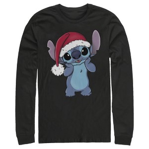 Men's Lilo & Stitch Santa Surprise Long Sleeve Shirt - 1 of 4