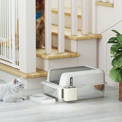 XL Stainless Steel High Sided Cat Litter Box with Scoop