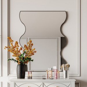 30x35 Inch Bathroom Mirror Wavy Sides Black Metal Framed Mirror Vanity Mirror Dressing Mirror,Wall Mirror for Bathroom,Living Room, Bedroom Wall Decor - 1 of 4