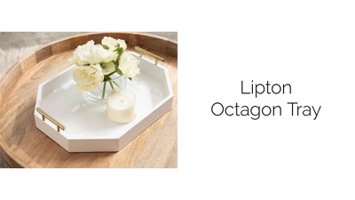 Gray and Gold Octagon Metal Decorative Tray