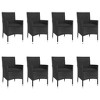 vidaXL 9 Piece Patio Dining Set - Black Poly Rattan, Cushions, Acacia Wood Table, Outdoor/Garden/Patio Furniture - 4 of 4