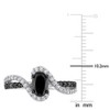 EVERLY JEWELRY | Sterling Silver 1/3 CT TGW Created White Sapphire and 1 CT TW Black Oval and Round-Cut Diamond Crossover Ring - 4 of 4