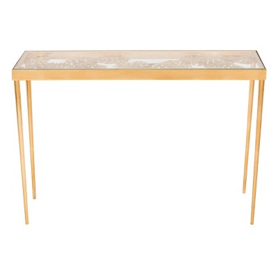 Leilani Palm Leaf Console Table Gold Leaf - Safavieh