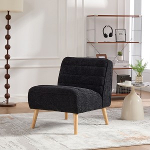 Sapphtopaz 1pc Chenille Accent Chair Upholstered Sofa Lounge Chair Reading Chair, Living Room Chair Comfy Chair Armless Chair for Living Room - 1 of 4