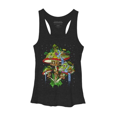 Women's Design By Humans Magic Mushrooms Island By underheaven Racerback Tank Top