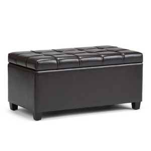 Marlowe Storage Ottoman Bench Tanners Brown Faux Leather - Wyndenhall