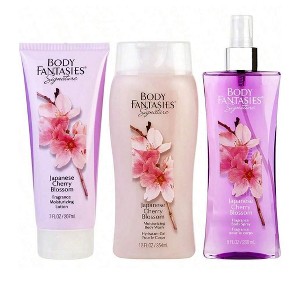 Signature Japanese Cherry Blossom Set by Body Fantasies for Women - 3 Pc 8oz Fragrance BS, 12oz Moisturizing BW, 7oz Fragrance Moisturizing Lotion - 1 of 1