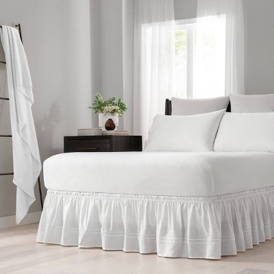 White Wrap Around Baratta Stitch Ruffled Bed Skirt (queen/king) (80