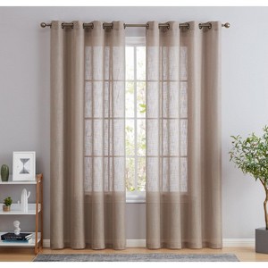 HLC.ME Abbey Faux Linen Textured Semi Sheer Privacy Light Filtering Window Grommet Thick Curtain Panels, Set of 2 - 1 of 4