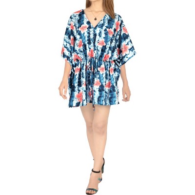 LA LEELA Women's Beachwear Summer Swim Beach Dress Cover Ups for Swimwear Women Loose Casual Swimsuit Coverups for Women 2X-3X Black, Floral