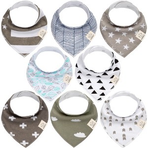 8pk Organic Baby Bandana Bibs, Baby Drool Bibs for Baby Boy, Girl, Baby Bibs for Infant, Newborn - 1 of 4
