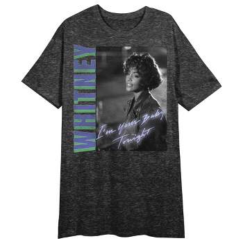 Whitney Houston "I'm Your Baby Tonight" Women's Black Heather Casual T-Shirt Dress