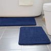 Home Mart Goods Large 2 Piece Navy Blue Microfiber Soft Thick Plush Bath Mat Set - 2 of 4