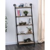 61" Mateo 5 Layer Ladder Book Shelves Brown/Oak - HOMES: Inside + Out: Farmhouse Style, Steel Frame, MDF Storage - 2 of 3