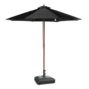 Yescom 9ft Solid Wood Outdoor Patio Umbrella with Base Included Parasol Wheels Stand for Bistro Market Garden Deck Yard Poolside - 1 of 4