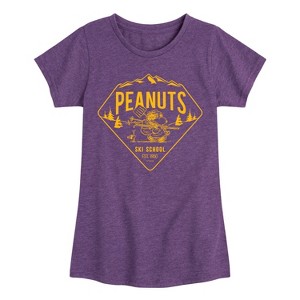 Girls' - Peanuts - Ski School Fitted Short Sleeve Graphic T-Shirt - 1 of 4