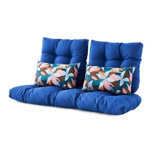 ARTPLAN All Weather Chair Outdoor Cushions Settee Loveseat Bench Cushions Set of 5 Wicker Tufted Pillow for Patio Outdoor Furniture - 1 of 4