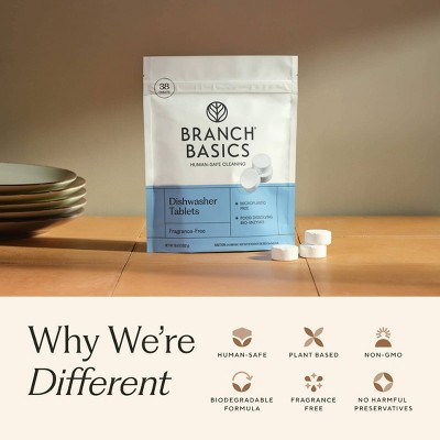 Branch Basics Fragrance-Free Dishwasher Tablets - 38ct: Dye-Free, Sulfate-Free, Removes Grease, Multi-Surface