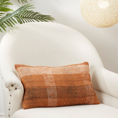 Rustic Plaid Brown and Beige Cotton Throw Pillow Cover