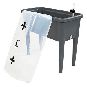 Sunnydaze Self-Watering Raised Garden Bed with Cloche Cover - 30" W x 14.5" D x 33" H - Gray - 1 of 4
