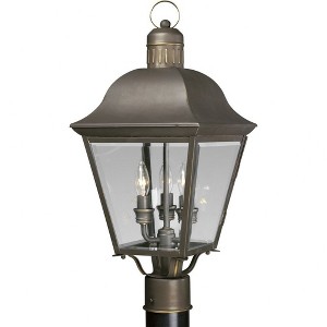 Progress Lighting Andover 3-Light Outdoor Post Lantern in Antique Bronze with Beveled Glass Panels - 1 of 3