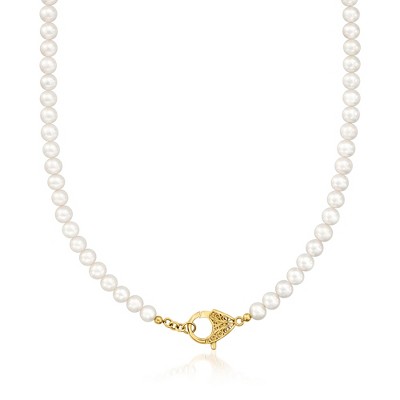 Ross-Simons 6.5-7mm Cultured Pearl Lobster Clasp Necklace in 18kt Gold Over Sterling