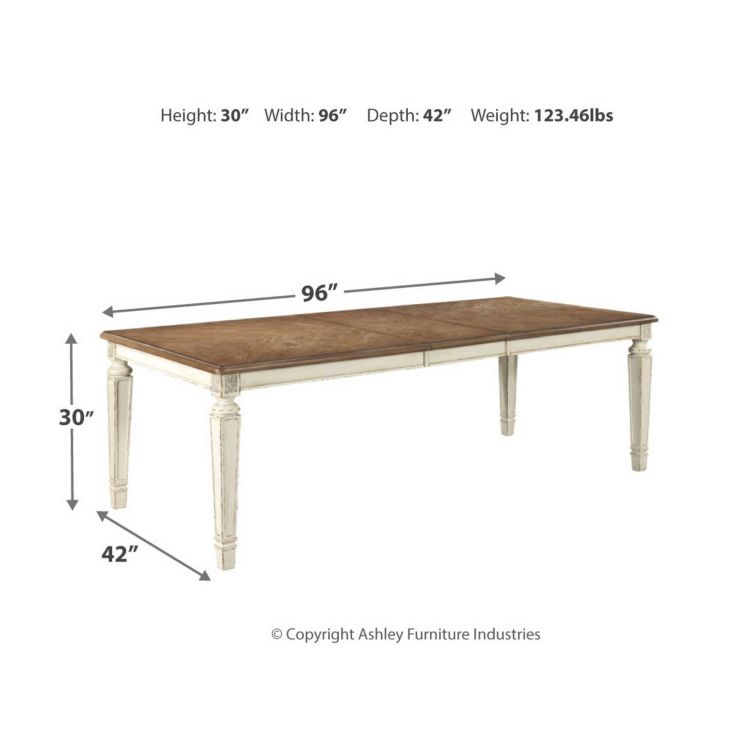 Realyn Rectangular Extendable Dining Table Chipped White: Seats 8, French Country Style - Signature Design by Ashley, 4 of 12