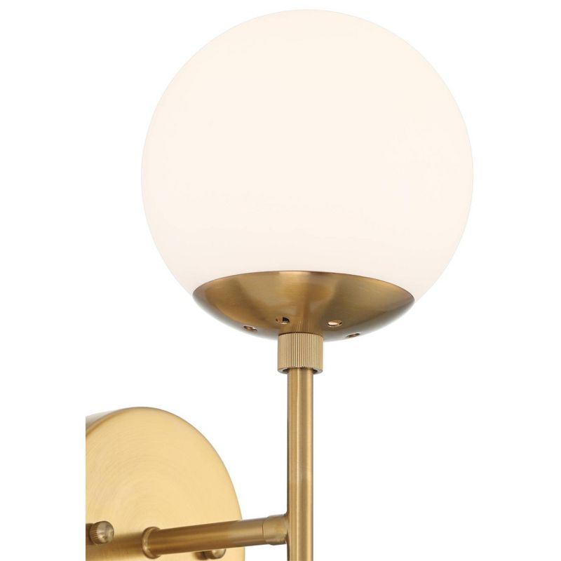 Possini Euro Design Oso Modern Wall Light Sconce Soft Gold Hardwire 6" 2-Light Fixture Opal Glass Orb Shade for Bedroom Bathroom Living Room House, 3 of 10