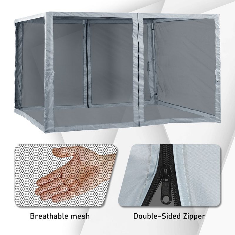 Aoodor Canopy Mesh Sidewall Replacement with 2 Side Zipper for 10' x 10' Pop Up Canopy Tent (Mosquito Net Only), 4 of 8