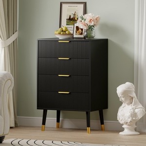 4 Drawer Dresser With Storage, Chest of Drawers With Metal Handles, Modern Minimalist Nightstand， Organizer Cabinet for Living Room, Bedroom, Hallway - 1 of 4