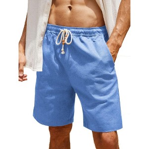 COOFANDY Men's Linen Shorts Casual Elastic Waist Drawstring Summer Beach Shorts - 1 of 4