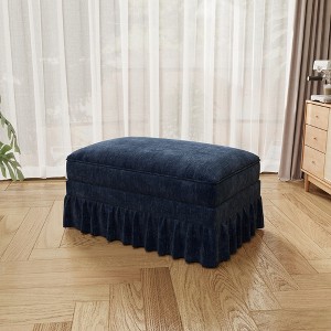 GDFStudio Lorien Mid-Century Modern Chenille Upholstered Ottoman - 1 of 4