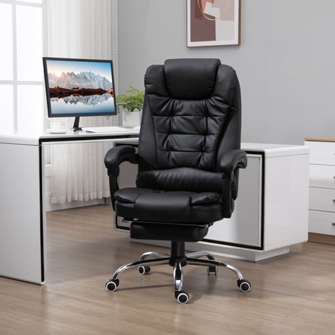Mid Back Leather Office Executive Chair Lumbar Support Padded Armrestes Swivel 