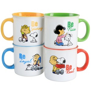 Peanuts Gentle Reminders Stoneware 4 Piece 21oz Mug Set in Assorted Designs - 1 of 4