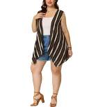 Agnes Orinda Plus Size Cardigans for Women Irregular Hem Boho Striped Sleeveless Cardigans
