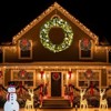 Angel Sar 60in Pre-lit Christmas Wreath with 220 LEDs, Lighted Artificial Wreath with 11 Modes & DIY Ornaments, Remote Control Light Green Door Decor - 2 of 4