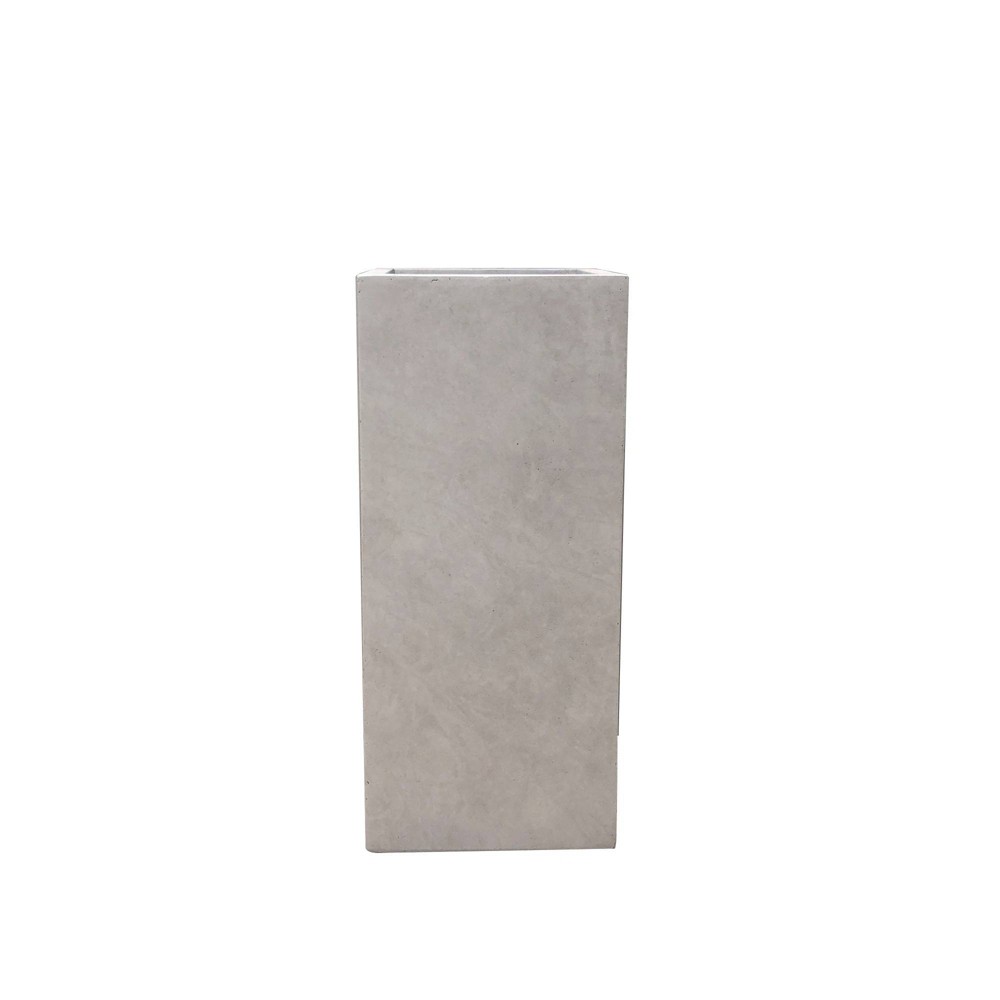 20" x 9" Square Kante Lightweight Modern Tall Outdoor Planter Weathered Concrete Gray - Rosemead Home & Garden, Inc.