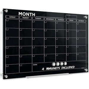SCRIBBLEDO Black Magnetic Glass Calendar 24"x36" Monthly Dry Erase Planner - 1 of 4