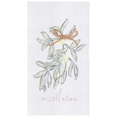 C&F Home Winter Mistletoe Embroidered Flour Sack Kitchen Towel