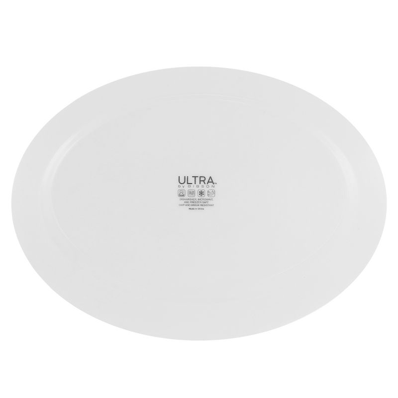 Ultra by Gibson White Shadow 2 Piece 14 Inch Oval Tempered Opal Glass Serving Platter Set in White, 3 of 6