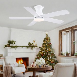46 Inches Modern Flush Mount Ceiling Fan with Light and Remote,for Living Room,Kitchen,Dining Room,Patio - 1 of 4