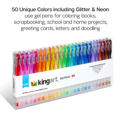 KINGART Gel Pens, Soft Grip, 50 Glitter Colors